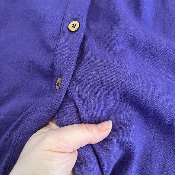 NWT Free People Vintage Summer Midi Dress Sz L Fits M Linen Blend Button Purple - Picture 13 of 16